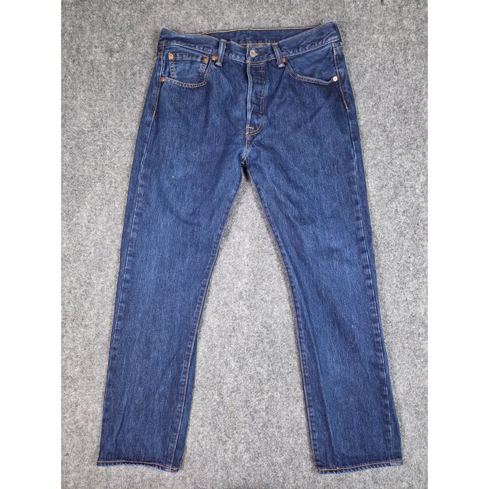 Levi's 501 Original Fit Jeans Mens 33x30 Dark Wash Blue Straight Leg Denim